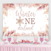Rosa Winter Eins Derland Und Schneeflocke 1 Hintergrund